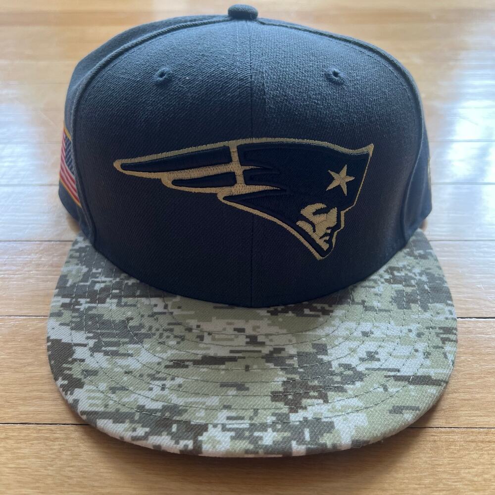 New England Patriots NFL New Era 59FIFTY Salute To Service Camo Fitted Hat 7 3/4